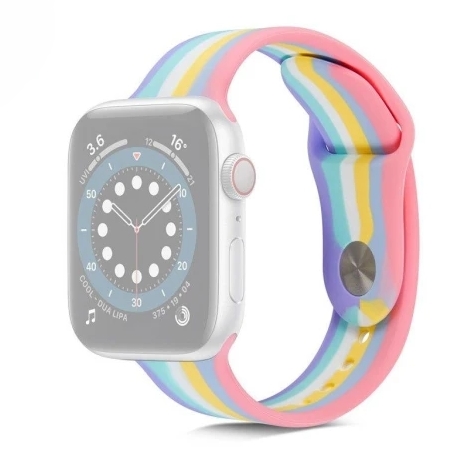 Billede af Apple Watch 2 farved rainbow Silikone 38/40/41 - Lyserød/Gul/Blå/Lilla