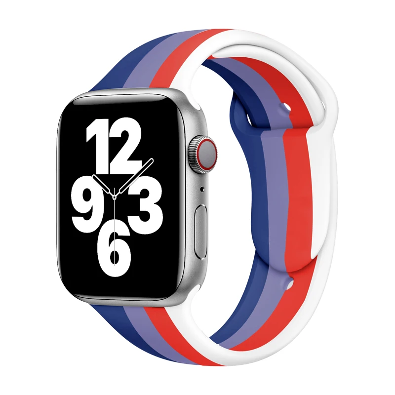 Billede af Apple Watch 2 farved rainbow Silikone 38/40/41 - Rød/Blå/hvid