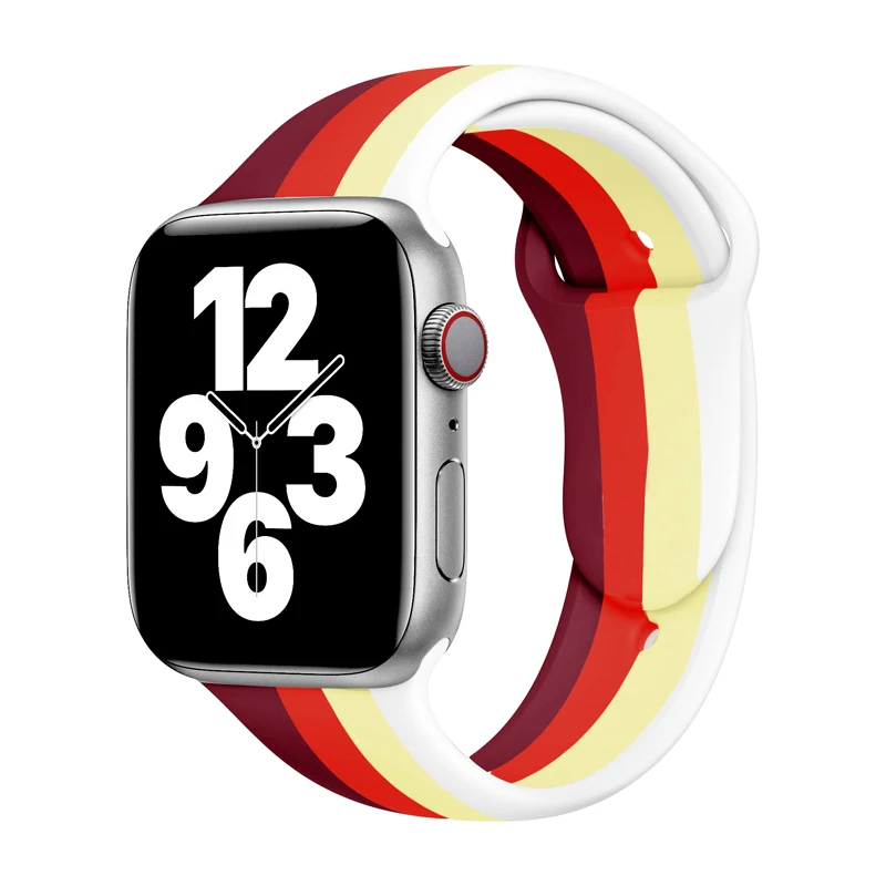 Billede af Apple Watch 2 farved rainbow Silikone 38/40/41 - Rød/Gul/Hvid