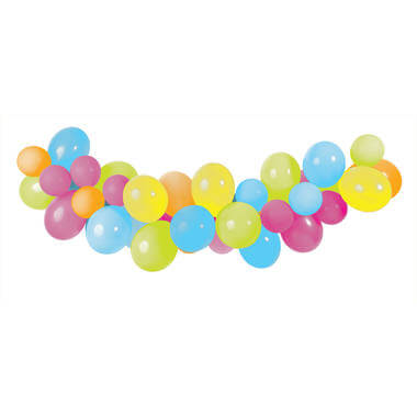 Balloon arch/ ballon lyseblå, limegrøn, orange, pink og gul. 3 meter