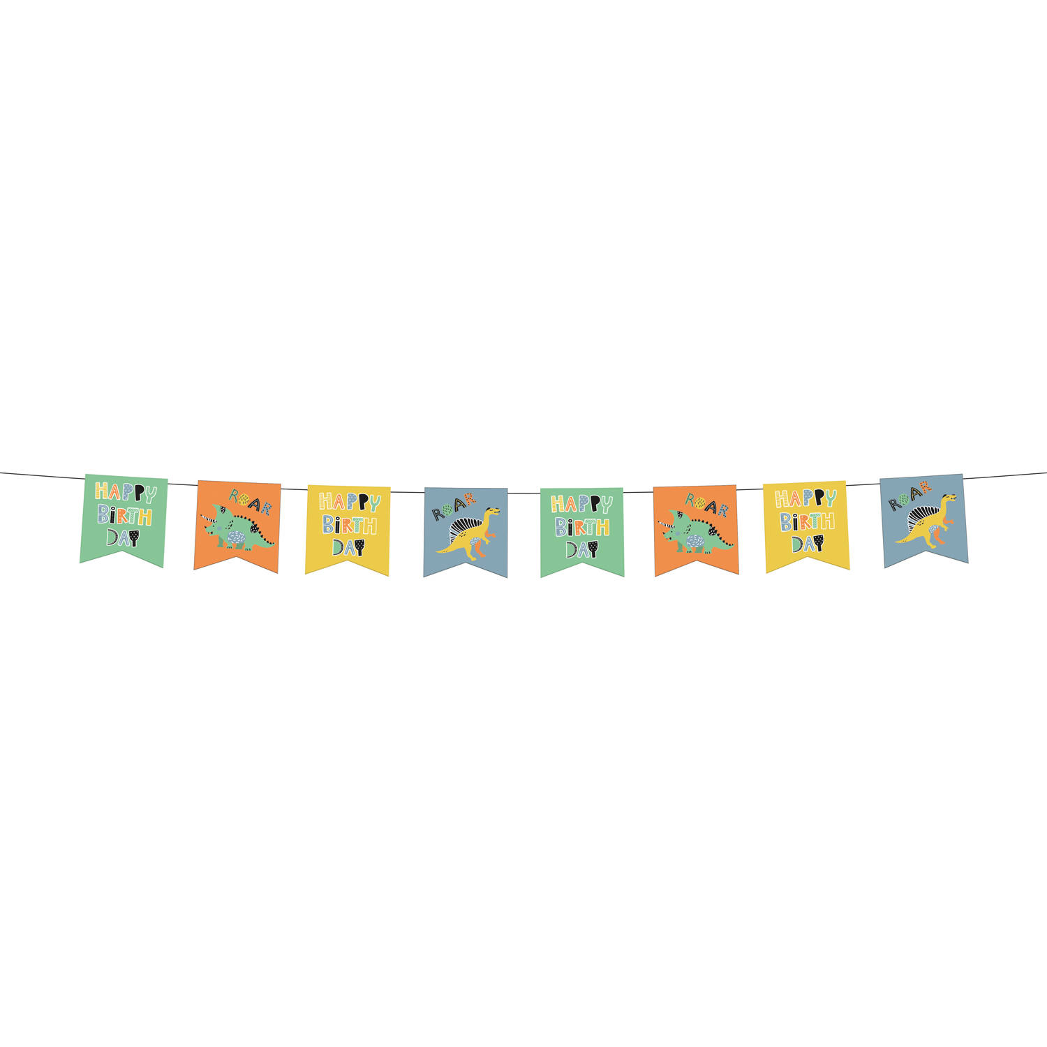 Banner Flag guirlande Dino fødselsdagsfest- 6meter
