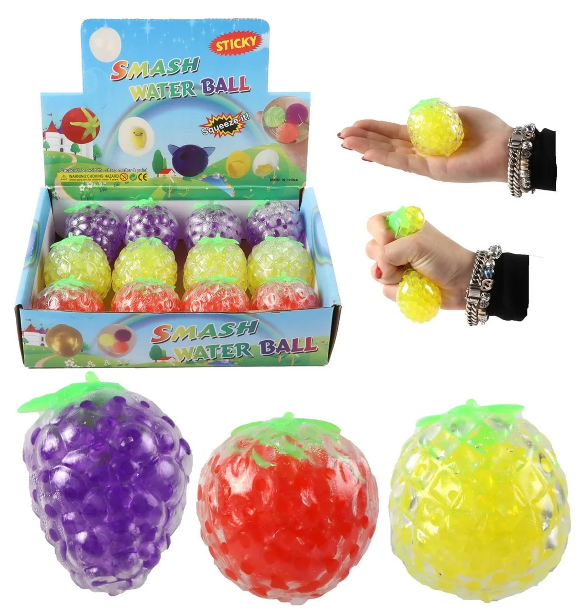 Squeeze Ball Frugt Med Perler Gram Assorterede Designs