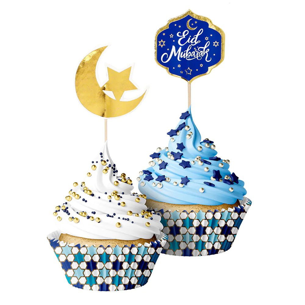 Billede af Cupcake Sæt 'Eid Mubarak' (20 cupcakeforme, 20 cocktailpinde)