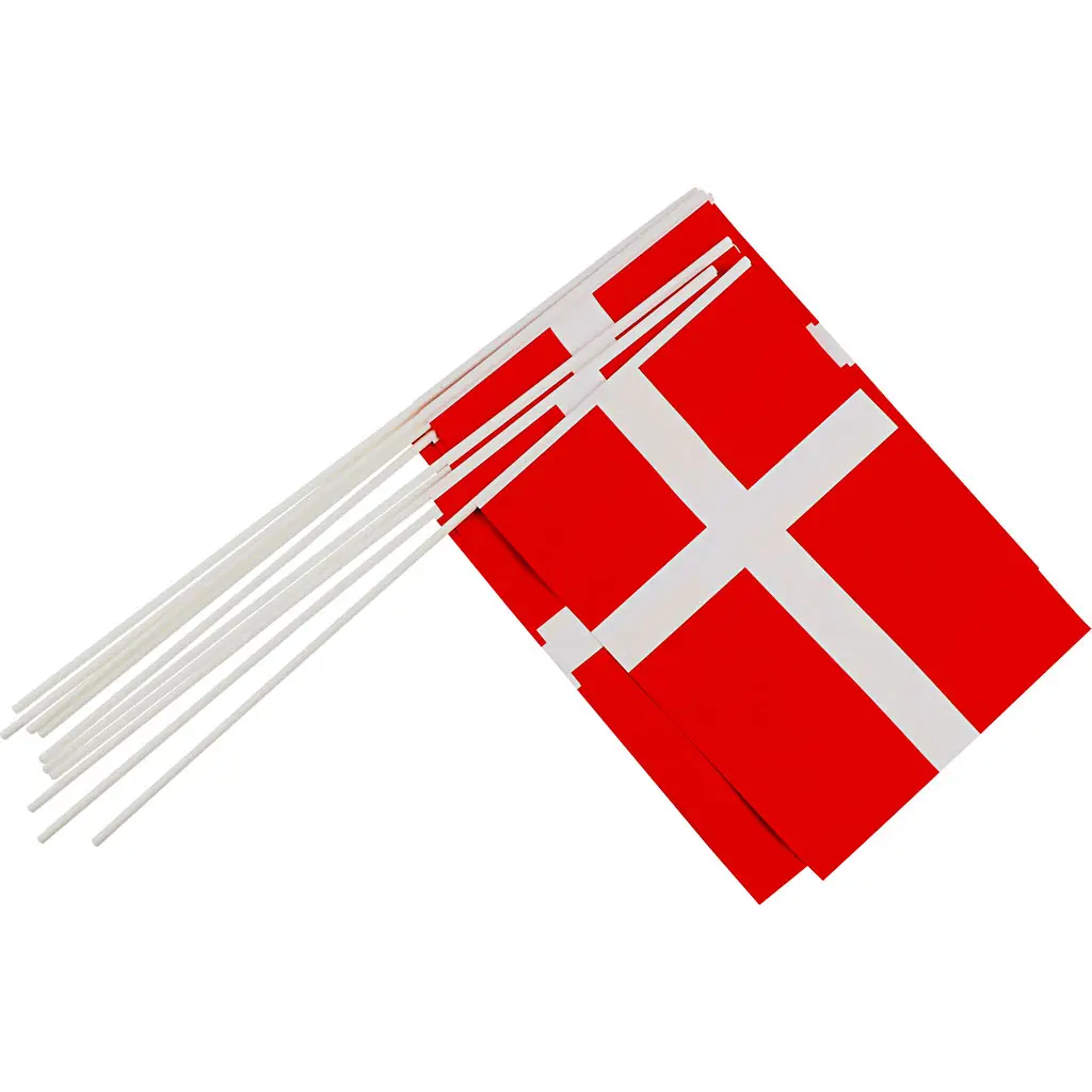 Danske Flag på pind (A4) 50cm - 6stk