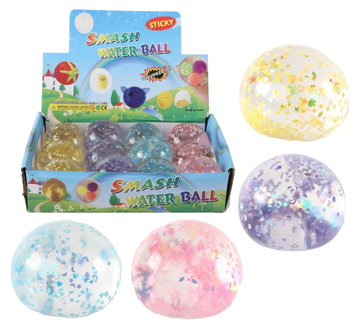 Fidget Toys: Squishy Stress Ball Glitter