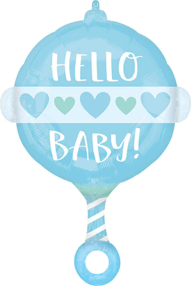 Folieballon Hello Baby rangle lyseblå 60 cm