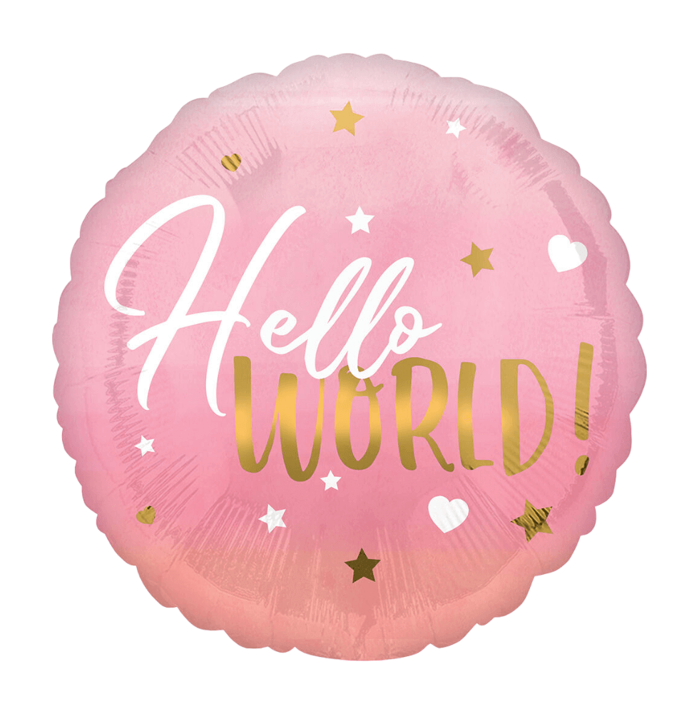 Folieballon Hello World lyserød 45 cm