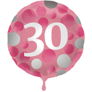Folieballon Lyserød 30 år 45 cm