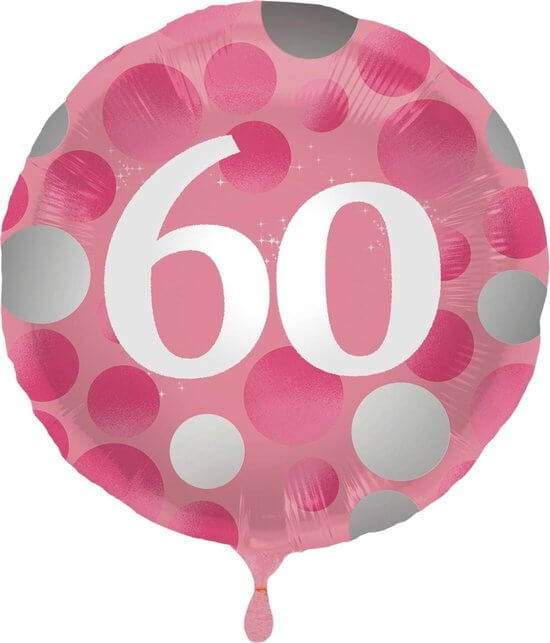 Folieballon Lyserød 60 år 45 cm