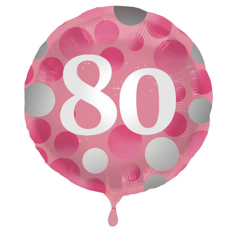 Folieballon Lyserød 80 år 45 cm