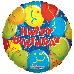 Folieballon rund - Happy Birthday med confetti 45 cm