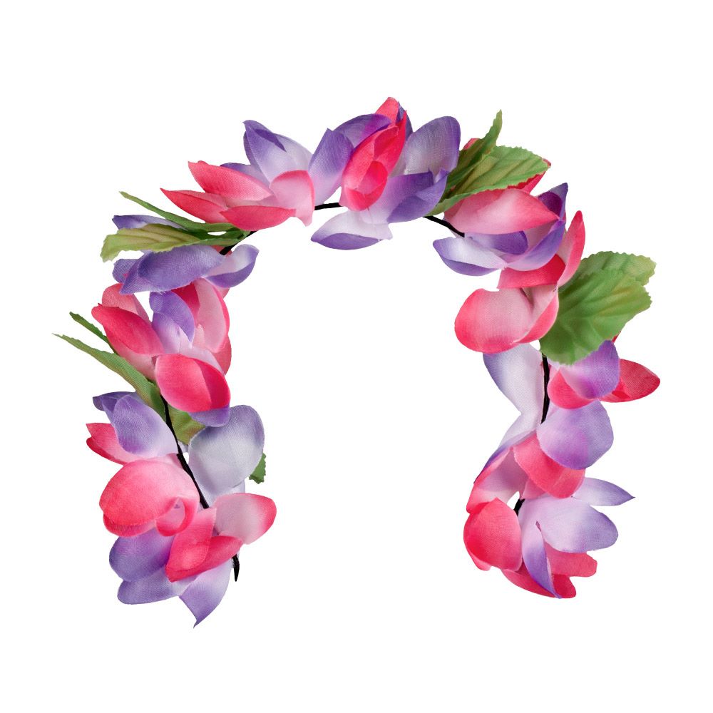 Hawaiian lei blomster hårbøjle blå-pink
