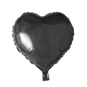 Hjerte Folieballon Sort 45cm