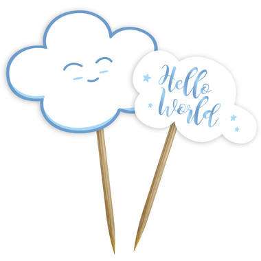 Billede af Kage Sticks Hallo World/Babyshower Boy - 24 Stk.