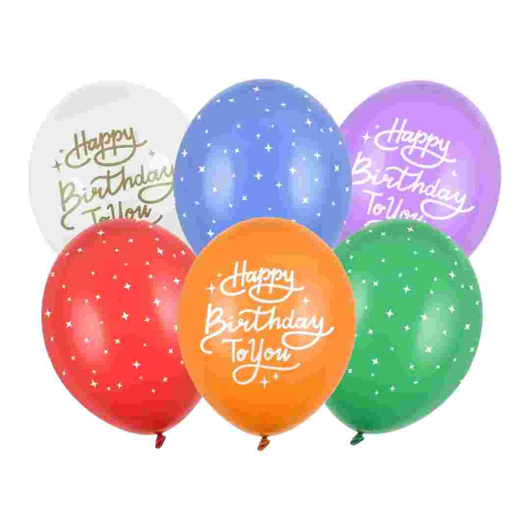 Latex Balloner Happy Birthday To You - 6 stk. 30 cm