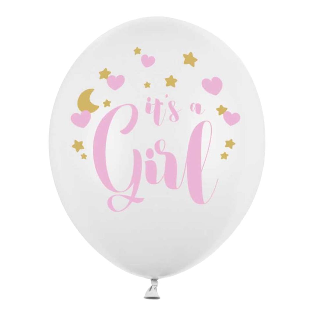 Latex Balloner It's a Girl, - 6 stk. 30 cm