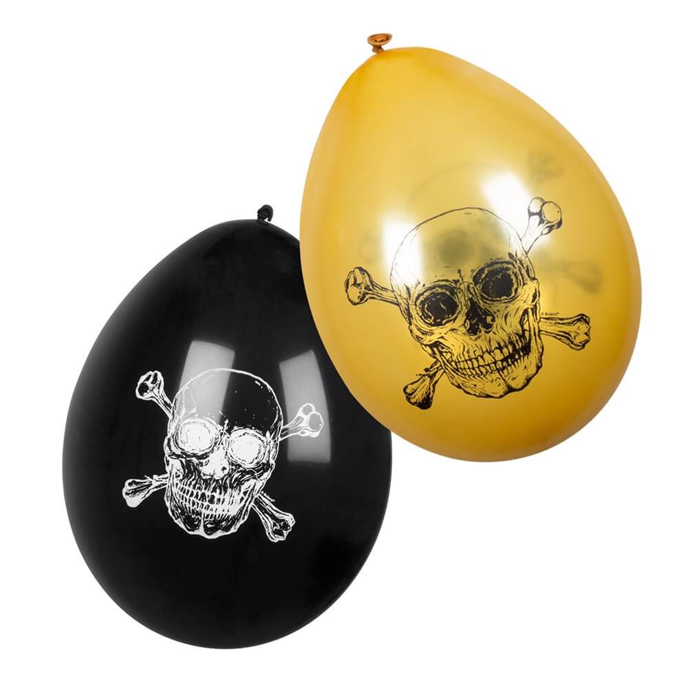 Latex Balloner Pirates 2 farver ass. dobbeltsidet (Ø 25 cm)