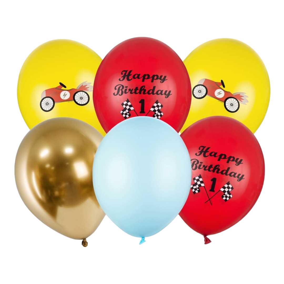 Latex Balloner Racing Happy Birthday - 6 stk. 30 cm