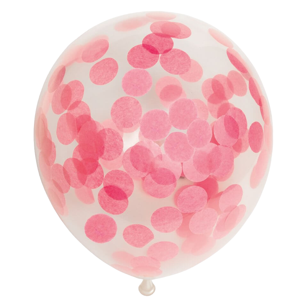 Latex Balloner klar med baby lyserød confetti - 6 stk.