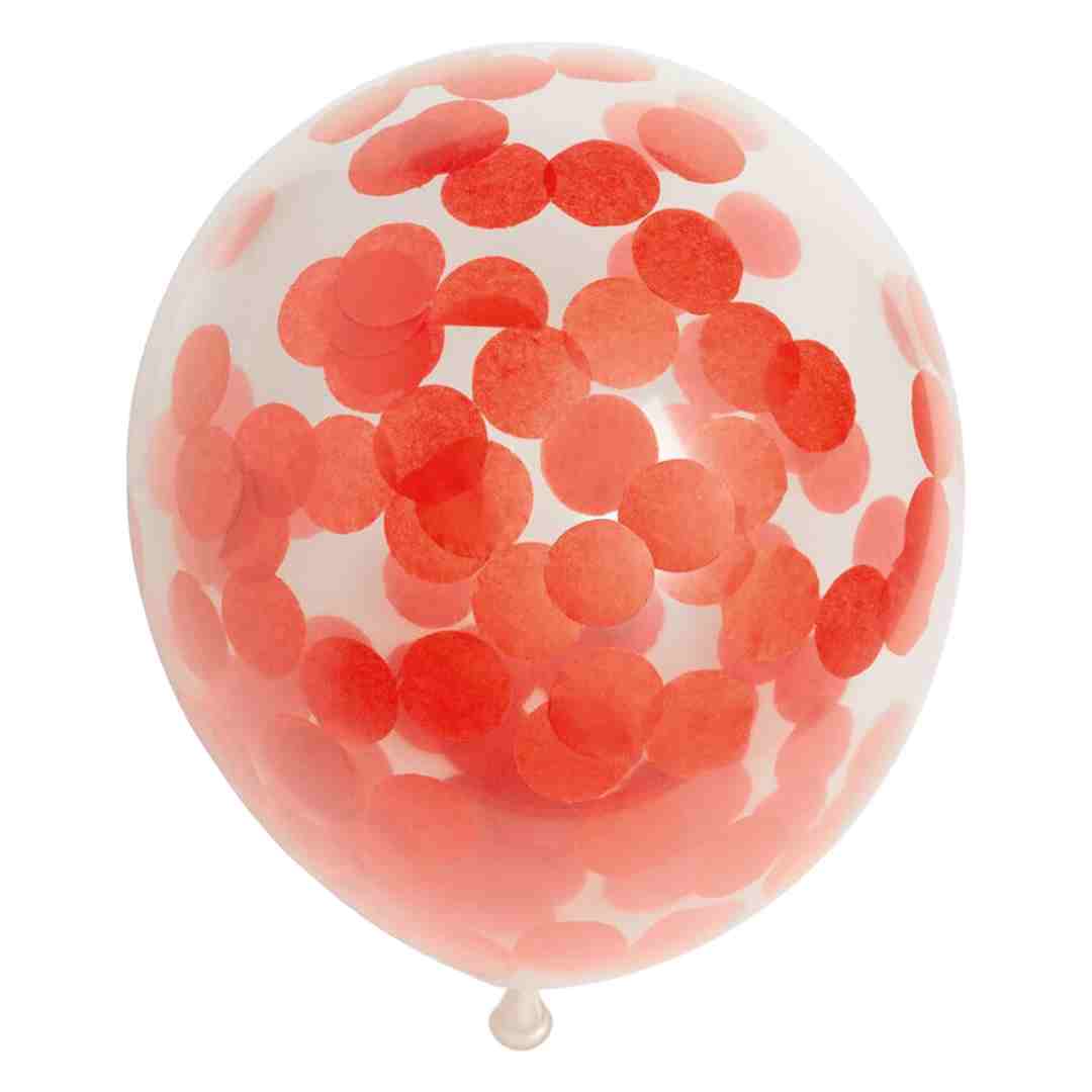 Latex Balloner klar med rød confetti - 6 stk.
