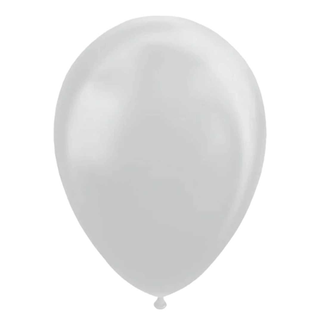 Latex Balloner metallic sølv 30 cm  - 25 stk.