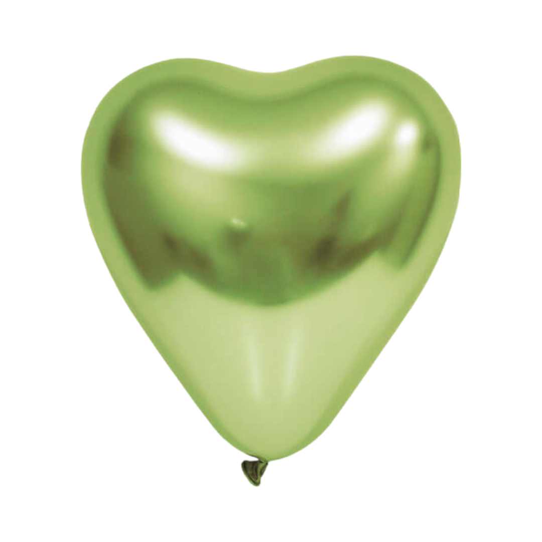 Latex hjerte balloner Glossy balloner 30 cm, Lysegrøn 6 stk