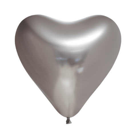 Latex hjerte balloner Glossy balloner 30 cm, Sølv 6 stk