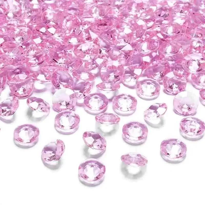 Lyserød diamant konfetti 12 mm- 100stk