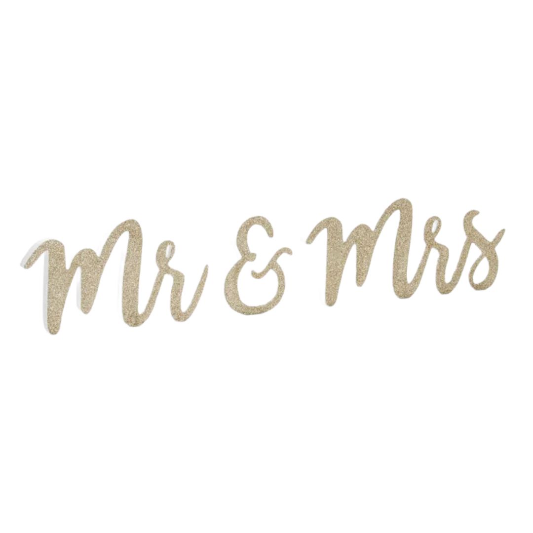 12: Mr & Mrs Træskilt Glimmer Guld