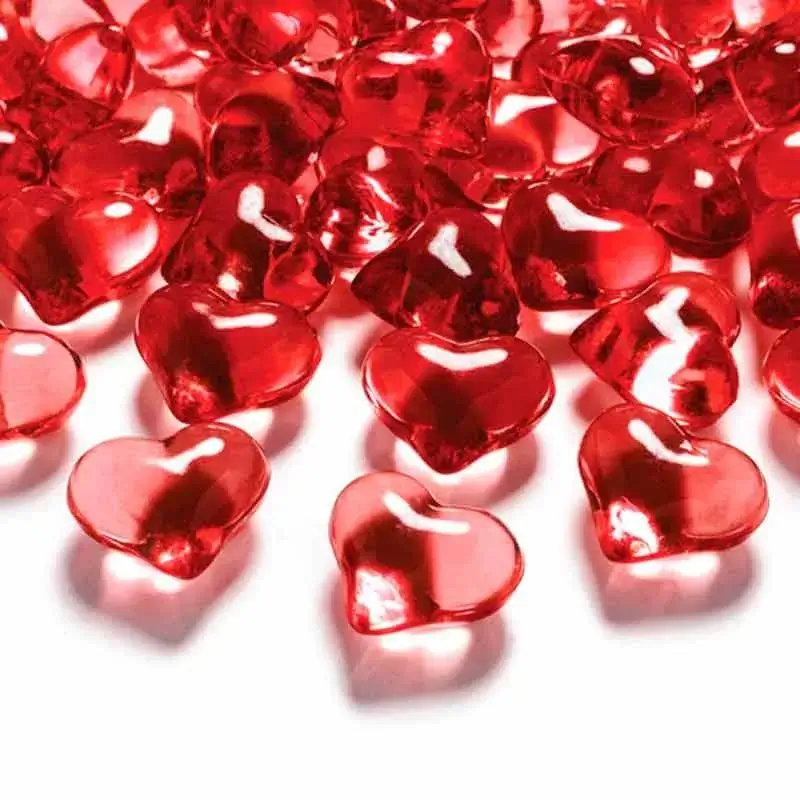 Rød hjerte diamant konfetti 21 mm- 30stk