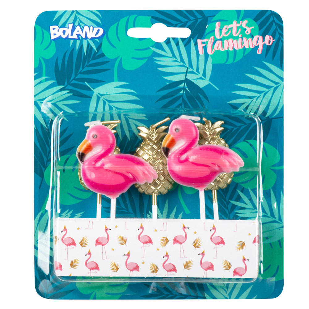 Stearinlys Flamingo/ananas på pind 5 stk