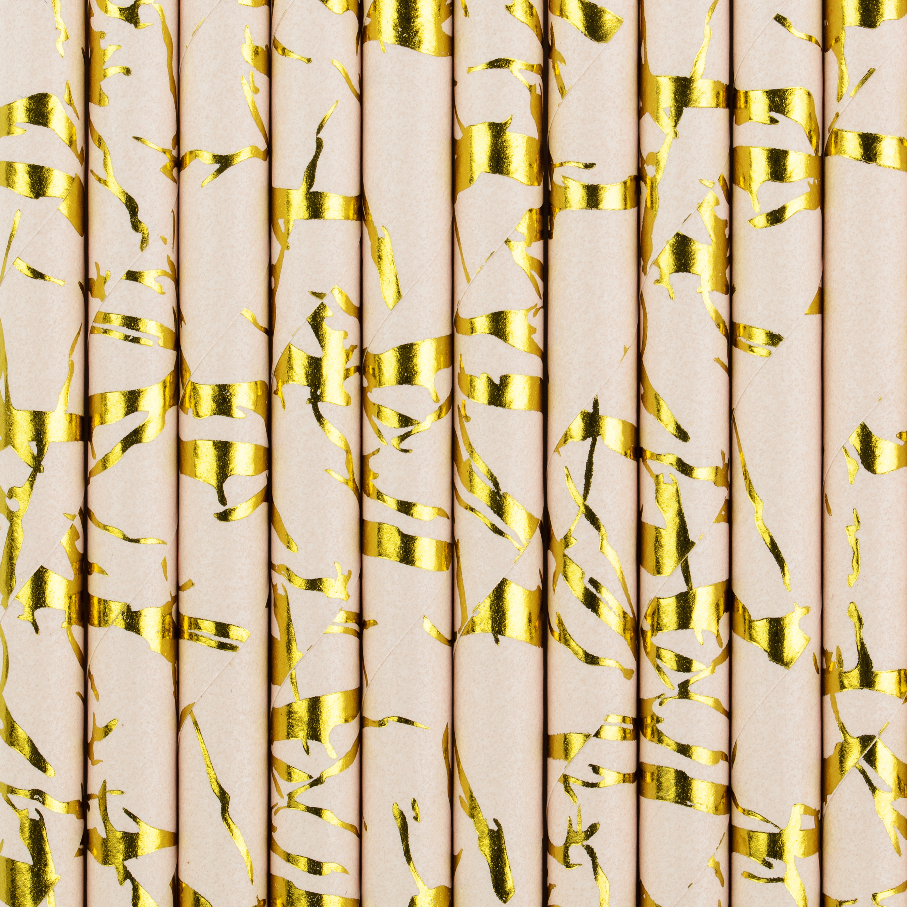 Sugerør Papir pudderrosa med metallisk guldmarmormønster- 10stk