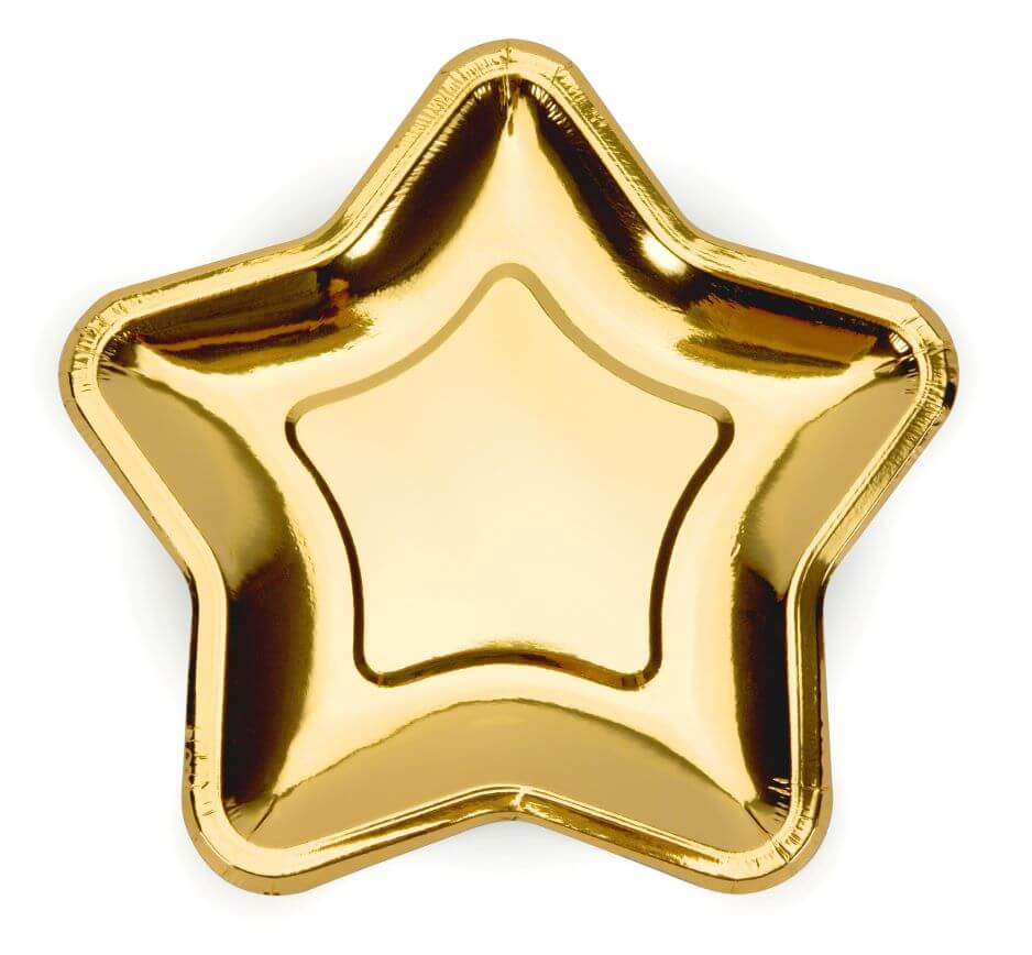 Tallerkner Guld Stjerne - 6stk (23cm)