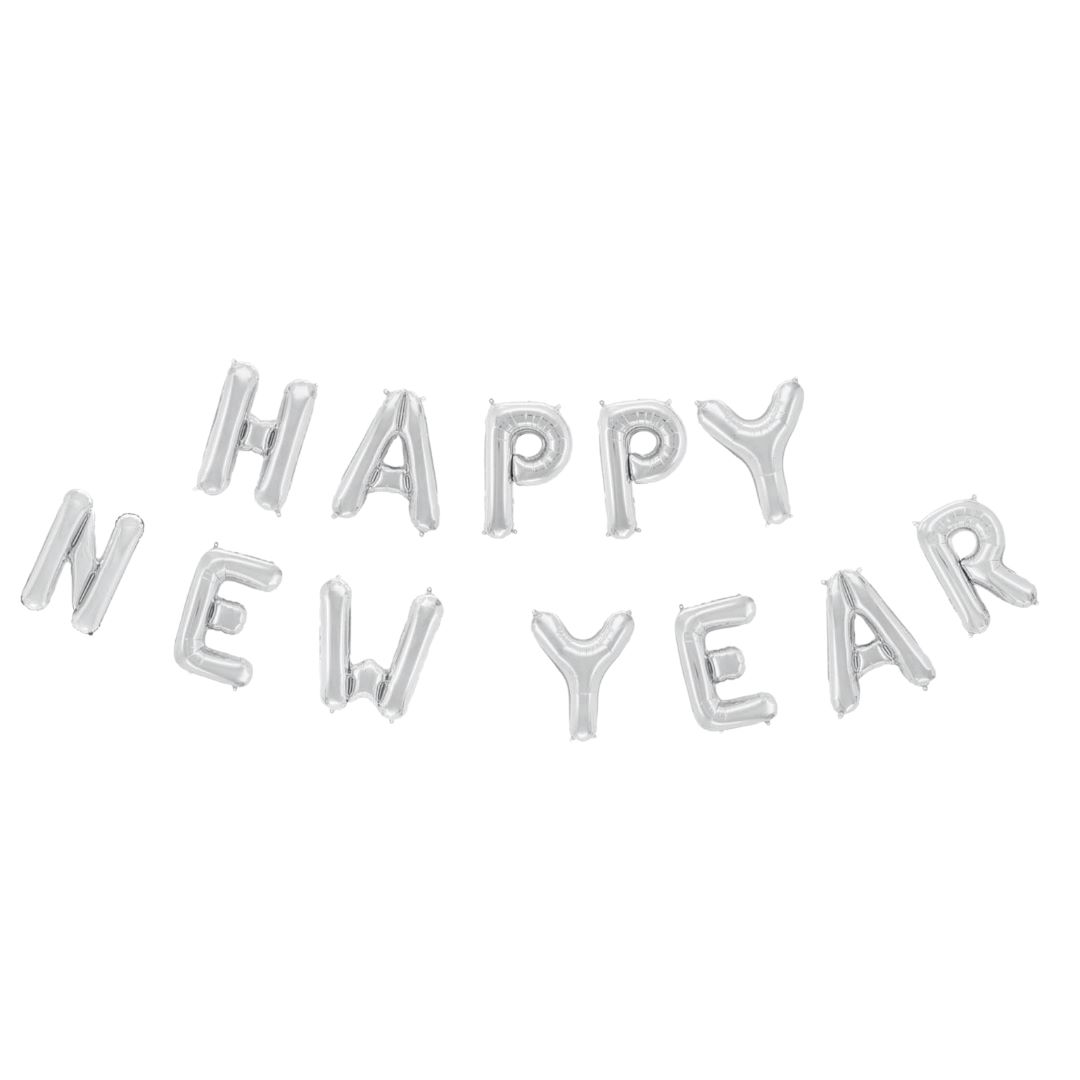 Billede af Tekst Folieballoner "Happy New Year"- Sølv