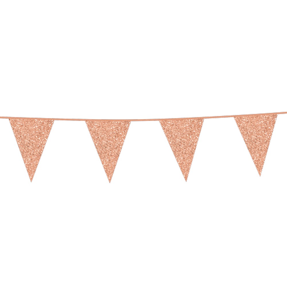 Vimpel guirlande Glitter Kobber- 6 meter