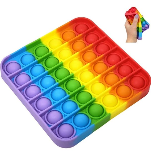 Pop It - Bubble - Fidget Toy: Kendt Fra Tiktok  - Firkantet Rainbow Model