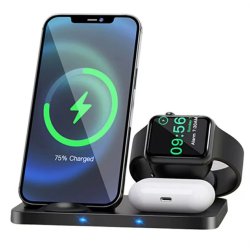 3-i-1 Tr�dl�s Ladestation til iPhone, AirPods &amp; Apple Watch