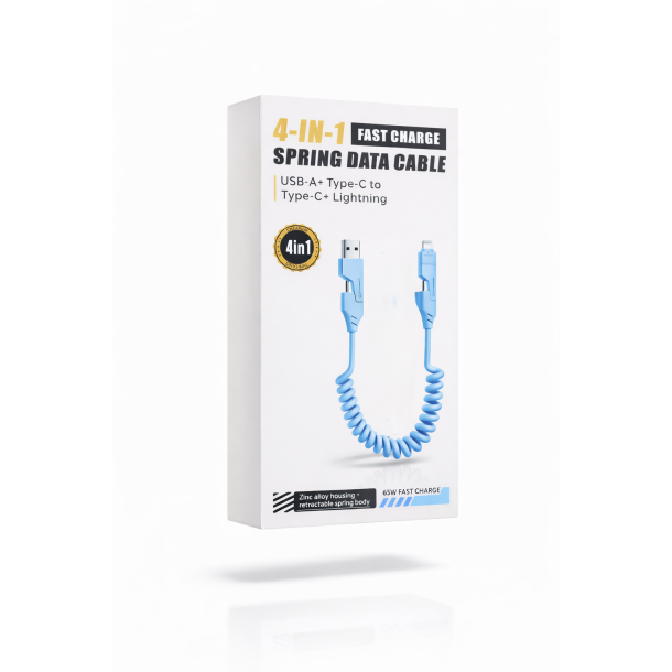4-i-1 Opladningskabel � Lysebl� Spiral