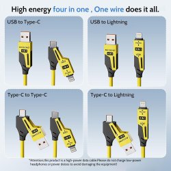 4-i-1 Opladningskabel � Lyser�d Spiral