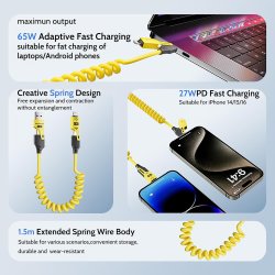 4-i-1 Opladningskabel � Lyser�d Spiral