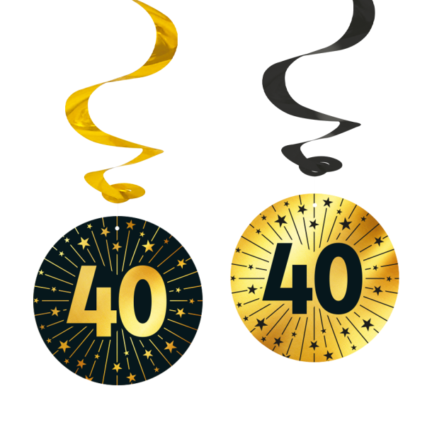 40 rs Golden Celebrations Swirls  Sort/Guld (4 stk.)