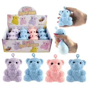 Squeeze Bear med Roser - Bl�d, Smuk og Stressaflastende 11 cm