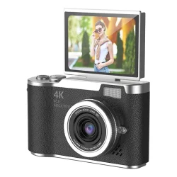 4K Digital Kamera med 2.4� Flip Sk�rm � 48MP &amp; Videooptagelse Sort