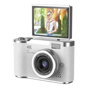 4K Digital Kamera med 2.4� Flip Sk�rm � 48MP & Videooptagelse Hvid
