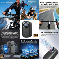 4K Mini Action Kamera med Magnetisk Holder � Ultra HD forventede p� lager igen 20-3-2026