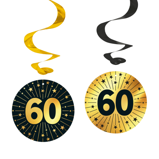 60 rs Golden Celebrations Swirls  Sort/Guld (4 stk.)
