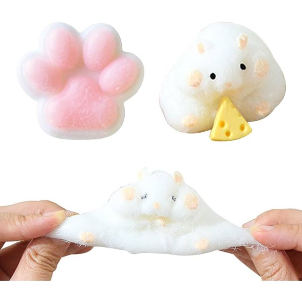 Paw Squishies  Sdt Hamster Squishy med Ost og Bld Pote Fidget