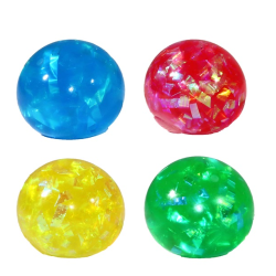 Stressbold Med Farvet Slim Og Konfetti 7 Cm