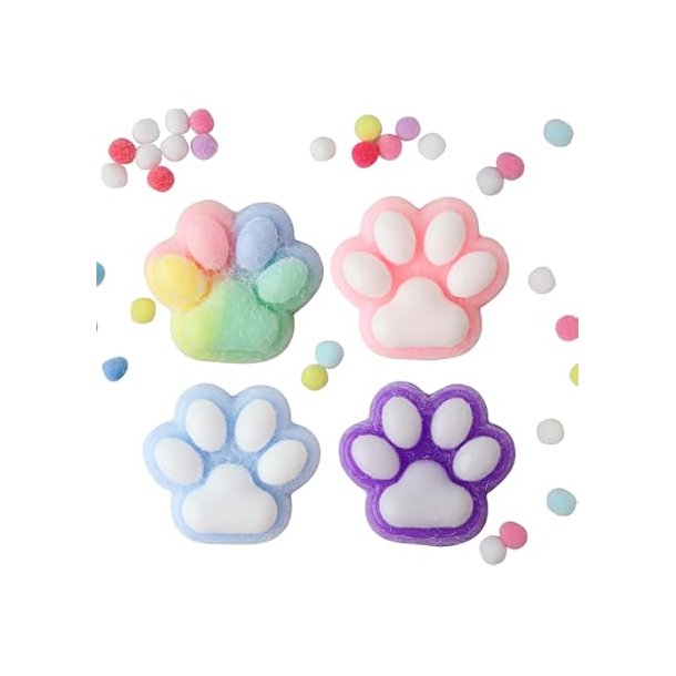 Paw Squishies – Farverige Dyrepote Squishies med Dekorationsbolde