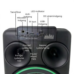 8� Bluetooth Party H�jtaler � 20W med RGB &amp; Sammenkobling